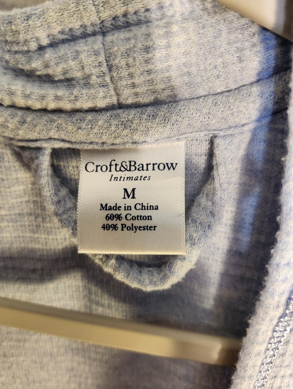 croft & barrow Light Blue Ribbed Knit Robe with Pockets Short - Picture 3 of 7